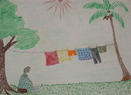A Woman Hand-Washing the Clothing on Washing Day