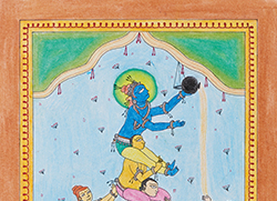 Lord Krishna With His Friend Stealing Butter