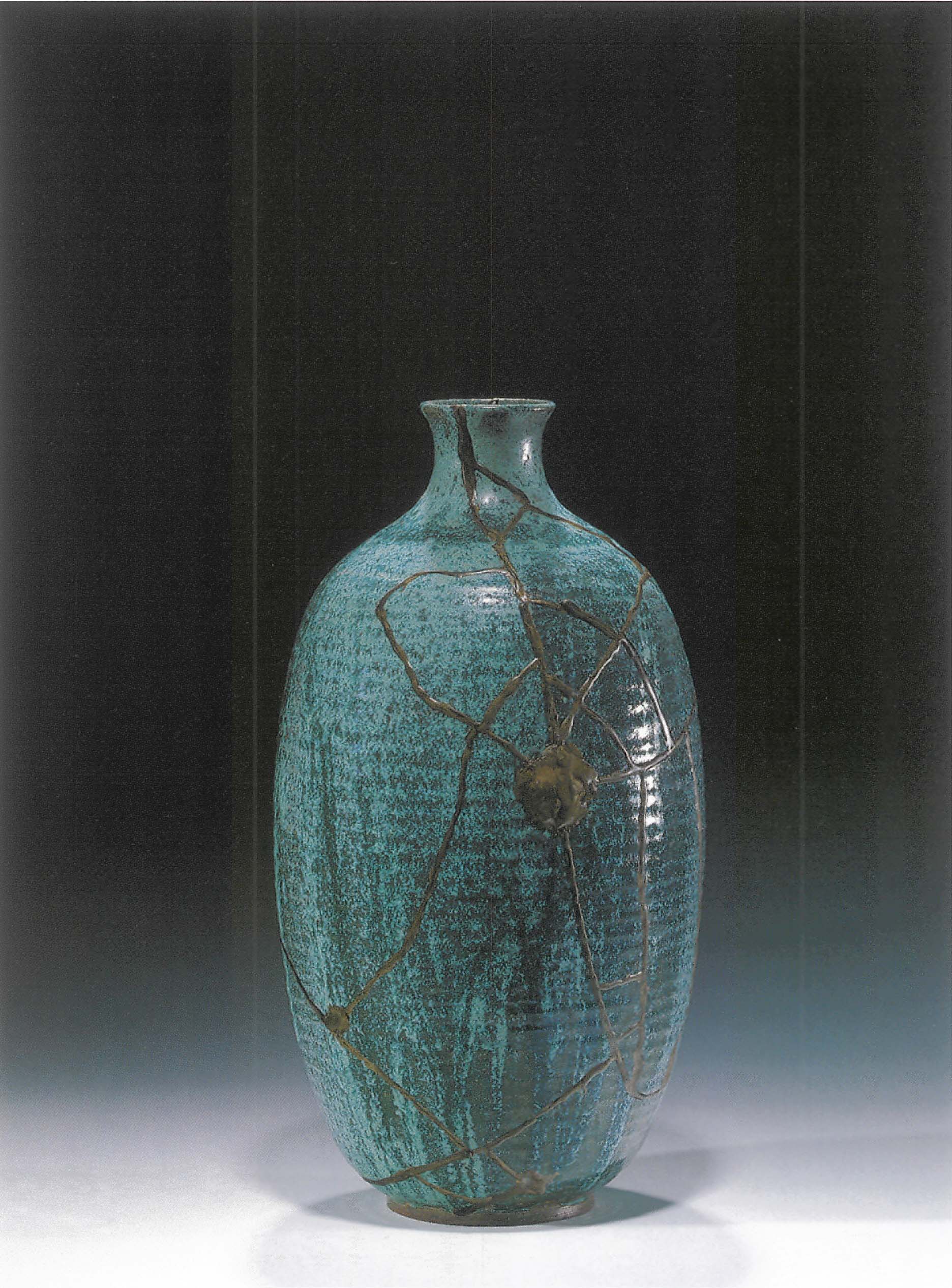藍綠流釉瓶